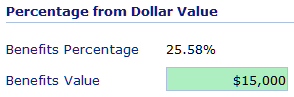 PercentageFromDollarValue