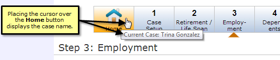 Home Button Tool Tip Shows Case Name