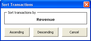 Sort Transactions Dialog Box