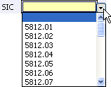 SIC Code Drop Down List