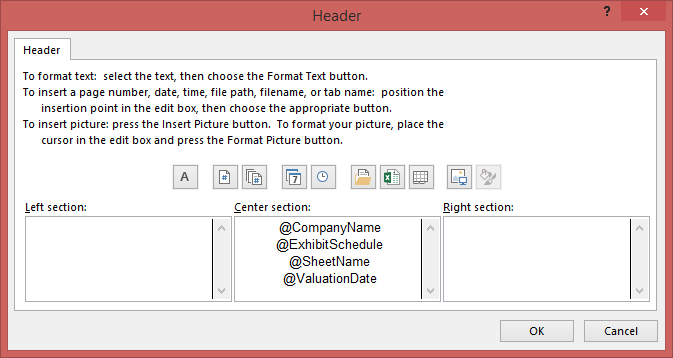 Header-Footer Dialog Box