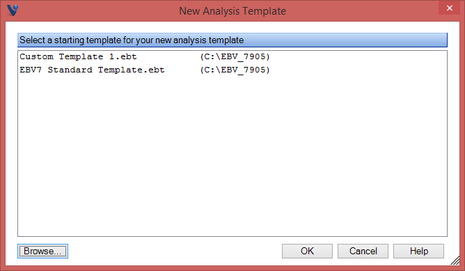 New Analysis Template Dialog Box - EBV