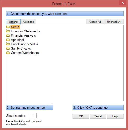 Export to Excel Dialog Box