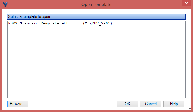 Open Template Dialog Box - EBV