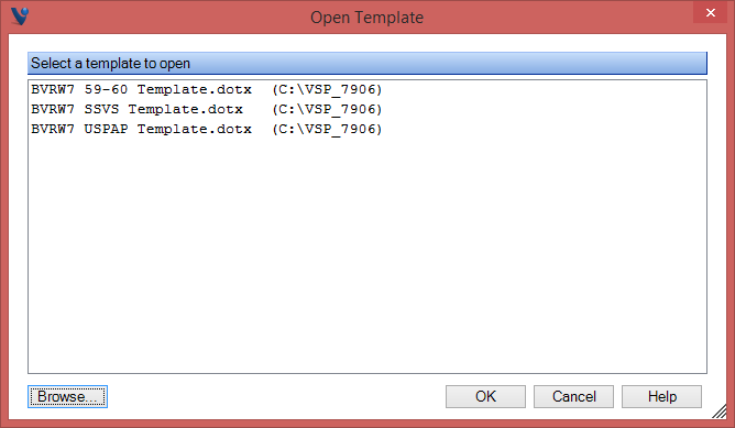 Open Template Dialog Box - BVRW