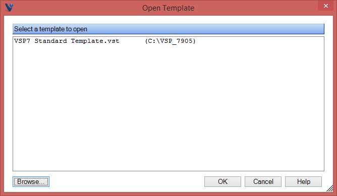 Open Template Dialog Box - VSP