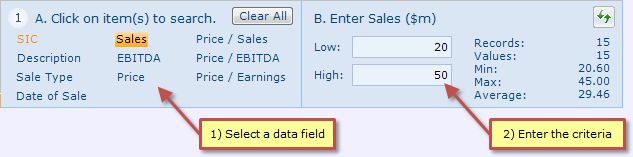 Done Deals MMC Search Criteria